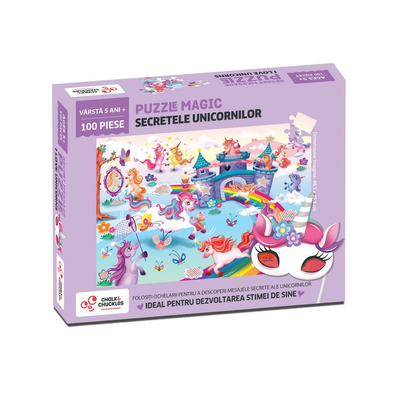 Chalk and chuckles - puzzle magic - secretele unicornilor (100 piese)