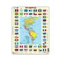 Puzzle maxi America de Nord si America de Sud cu steaguri (limba engleza), orientare tip vedere, 70 de piese, Larsen - 1