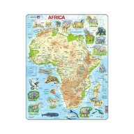 Larsen - Puzzle maxi Harta Africii cu animale, orientare tip portret, 63 de piese, 