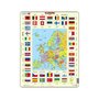 Larsen - Puzzle educativ Harta Europei si steagurile tarilor din Europa , Puzzle Copii , Maxi, Orientare tip portret, In romana, piese 70 - 1