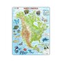 Larsen - Puzzle maxi Harta fizica si animalele din America de Nord, orientare tip portret, 66 de piese,  - 1