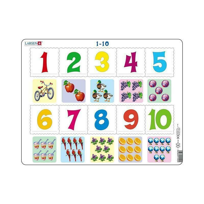 tabla impartirii de la 1 la 10 Puzzle maxi Numerele de la 1 la 10 si imagini, orientare tip vedere, 10 de piese, Larsen