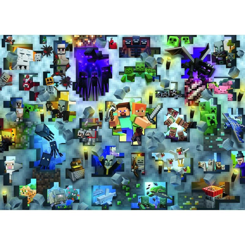 Ravensburger - Puzzle Provocarea Minecraft, 1000 Piese