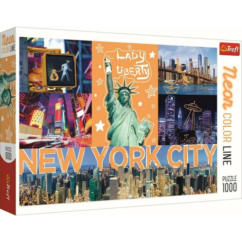 Trefl - Puzzle orase New York Neon , Puzzle Copii, piese 1000