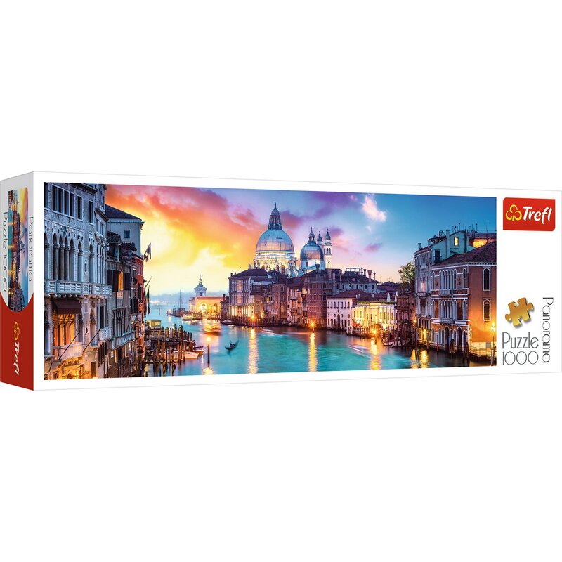 Trefl - Puzzle peisaje Canal Grande Venetia , Puzzle Copii , Panorama, piese 1000
