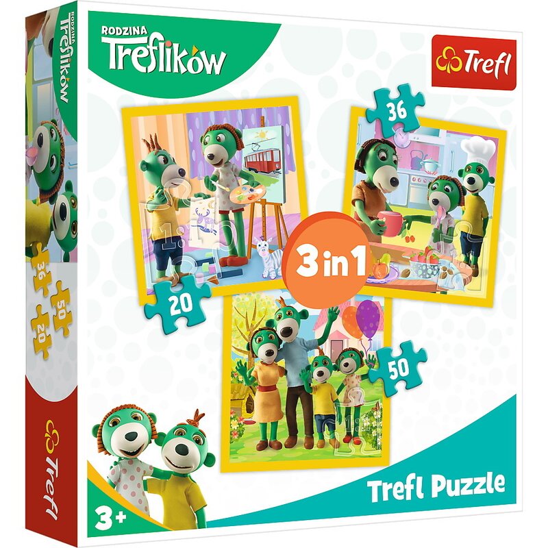 Trefl - puzzle 3in1 distractie in familia trefiliki