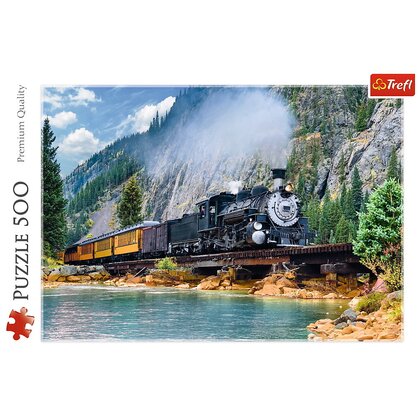 Trefl - Puzzle vehicule Tren prin munti , Puzzle Copii, piese 500