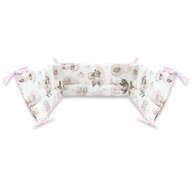 Qmini - Aparatoare pentru patut 120X60 cm, Din bumbac certificat Oeko Tex Standard 100, 180x30 cm, Cu panglici, Teddy Bear and Friends Pink