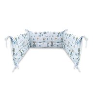 Qmini - Aparatoare pentru patut 140X70 cm, Din bumbac certificat Oeko Tex Standard 100, 210X30 cm, Cu panglici, Teddy Bears on Rainbow, Blue