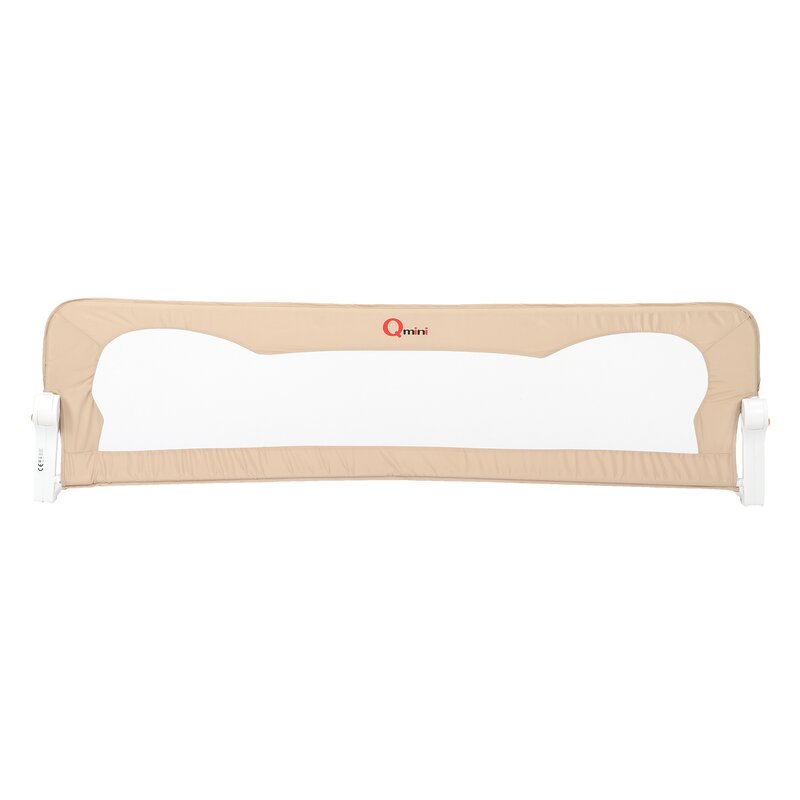 Qmini - Bariera de pat Rhea, 150 x 42 cm, Inaltimea 42 cm, Instalare usoara, Cu inclinare la 180 grade, Beige