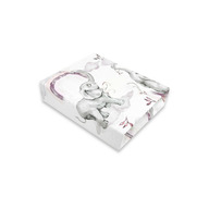 Qmini - Cearceaf cu elastic pentru patut 120x60 cm, Din bumbac certificat Oeko Tex Standard 100, Elephants on Rainbow Pink