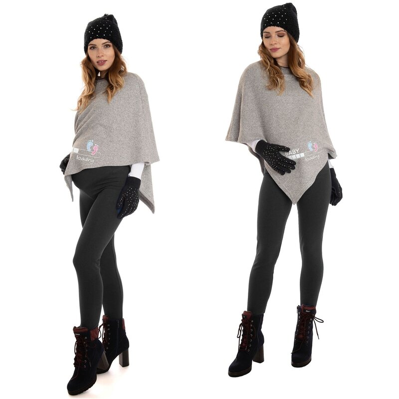 Qmini - colanti pentru gravide, cu talie speciala, din 95% bumbac si 5% spandex, pentru perioada rece, black, masura m