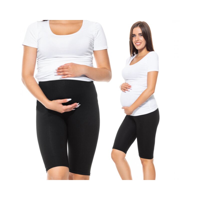 Qmini - colanti scurti pentru gravide, cu talie speciala, din bumbac, masura m, black