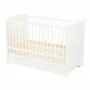 Patut din lemn bebe, 120x60 cm, Cu sertar, Cu sina speciala pentru dentitie, Multifunctional,  EN716-1, EN716-2, Alb, Qmini, Julia - 7