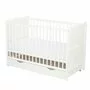 Patut din lemn bebe, 120x60 cm, Cu sertar, Cu sina speciala pentru dentitie, Multifunctional,  EN716-1, EN716-2, Alb, Qmini, Julia - 3