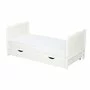 Patut din lemn bebe, 120x60 cm, Cu sertar, Cu sina speciala pentru dentitie, Multifunctional,  EN716-1, EN716-2, Alb, Qmini, Julia - 6