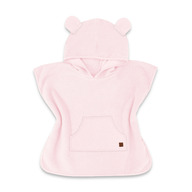 Qmini - Poncho baie, Cu gluga, buzunar si urechi, Materiale certificate Oeko Tex Standard 100, 1 - 4 ani, Pink
