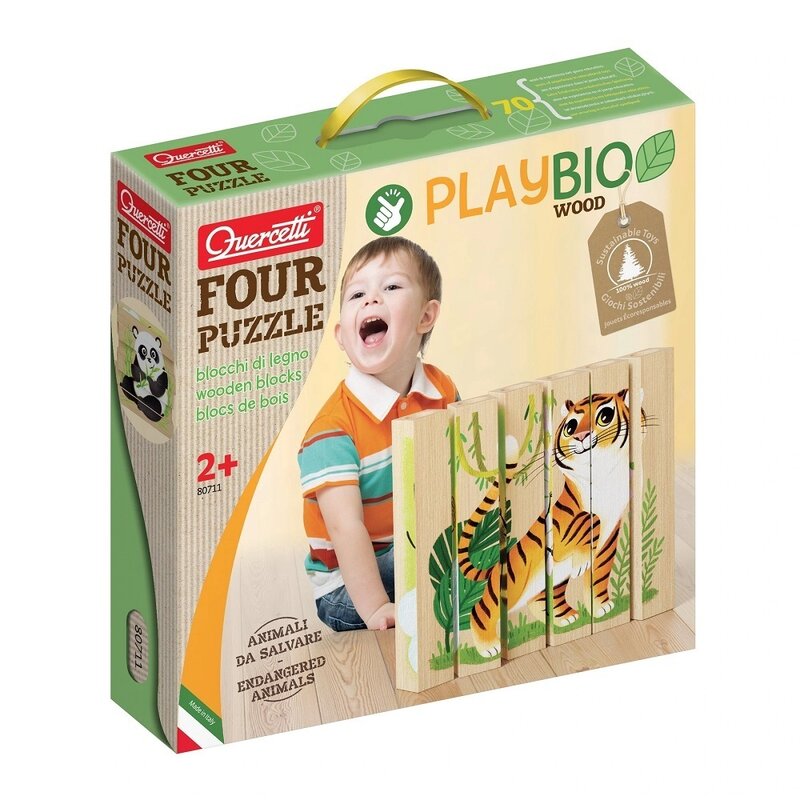 Quercetti - four puzzle animale salbatice bio
