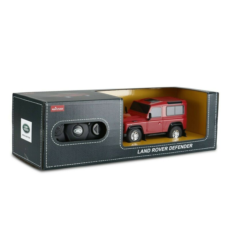Rastar - masina cu telecomanda land rover defender rosie cu scara 1 la 24
