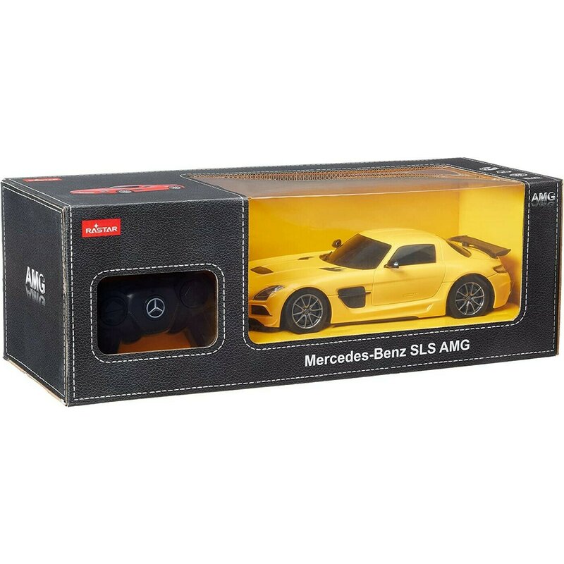 Rastar - masina cu telecomanda mercedes-benz sls amg galbena cu scara 1 la 18