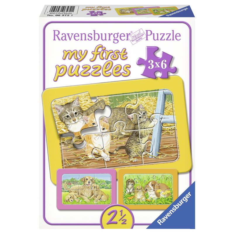 Ravensburger - Primul meu puzzle animalute, 3x6 piese