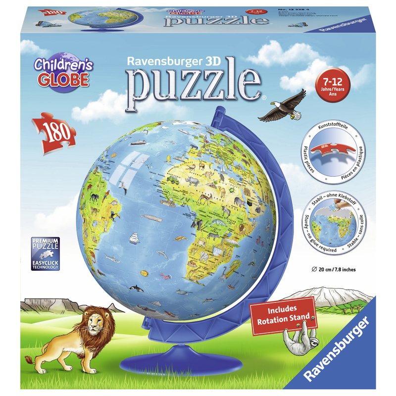 Ravensburger - Puzzle 3D copii - Globul lumii, 180 piese