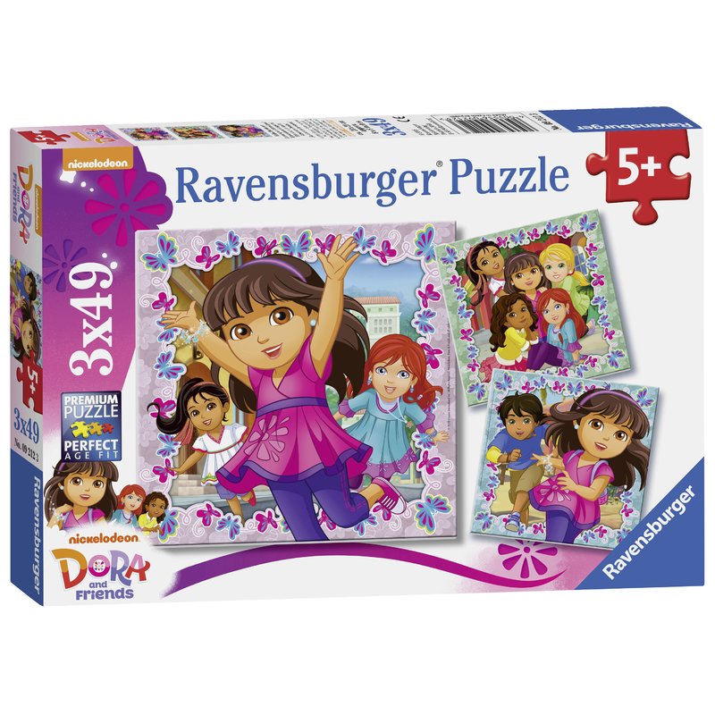 Ravensburger - Puzzle Dora si prietenii, 3x49 piese