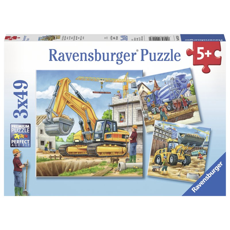 Ravensburger - Puzzle Vehicule de constructie, 3x49 piese