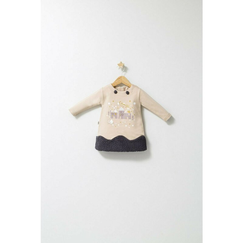 Tongs baby - rochita cu volan pentru fetite fun penguin, (marime: 12-18 luni, culoare: crem)