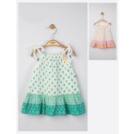 Tongs baby - Rochita de vara din muselina pentru fetite Peacock,  (Culoare: Verde, Marime: 12-18 Luni)