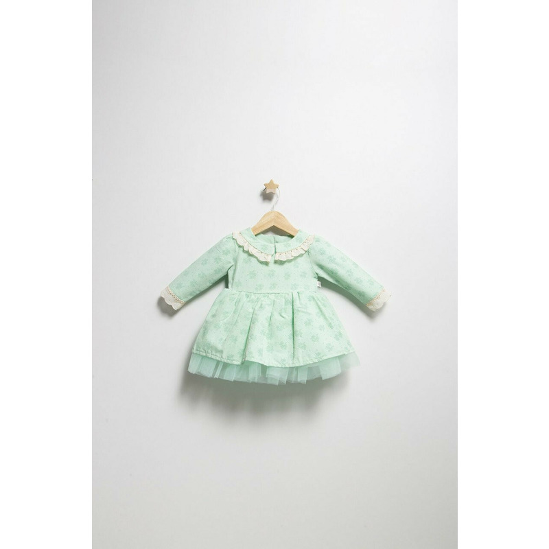 Rochita eleganta pentru fetite Elbise, Tongs baby, cu tulle si volane (Culoare: Verde, Marime: 12-18 Luni)