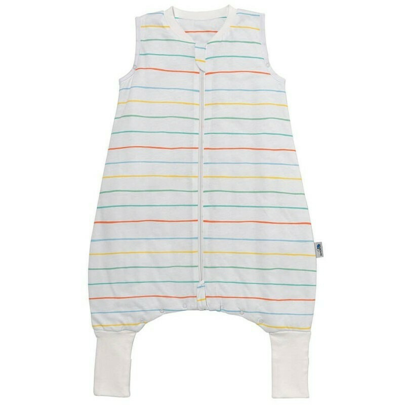 Sac de dormit cu picioruse si talpa antiderapanta rainbow stripes 70 cm + manseta 1.0 tog