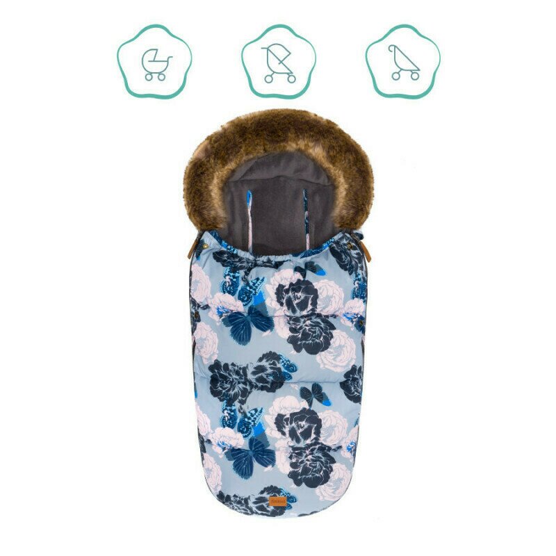 Fillikid - sac de iarna cu guler blanita detasabil, pentru carucior, grey floral, 100x50 cm,