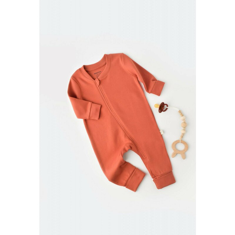 Babycosy - salopeta cu fermoar cu maneca lunga si panataloni lungi - 100%bumbac organic - scortisoara, baby cosy (marime: 6-9 luni)