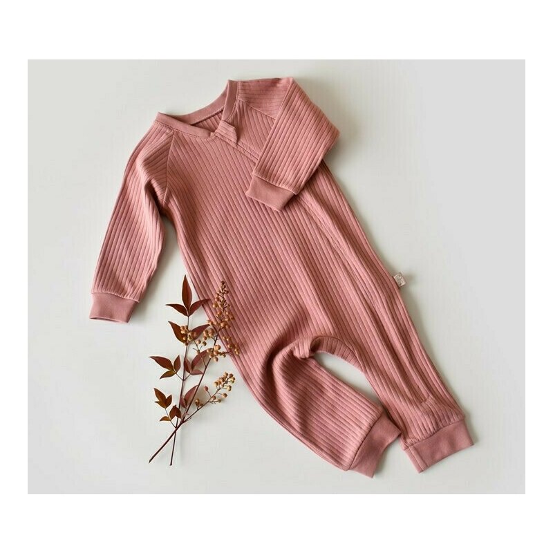 Babycosy - Salopeta cu fermoar cu maneca lunga si panataloni lungi din 95%bumbac organic si 5% elastan - Rose, Baby Cosy (Marime: 18-24 Luni)