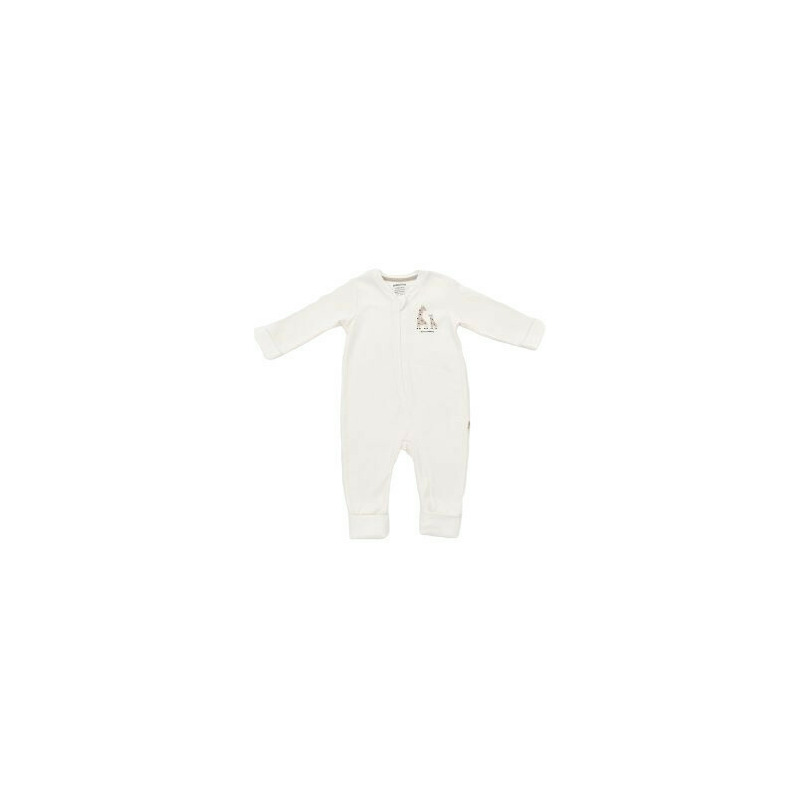 Salopeta cu fermoar Girafa, BabyCosy, 100% bumbac organic, Ecru (Marime: 3-6 Luni)