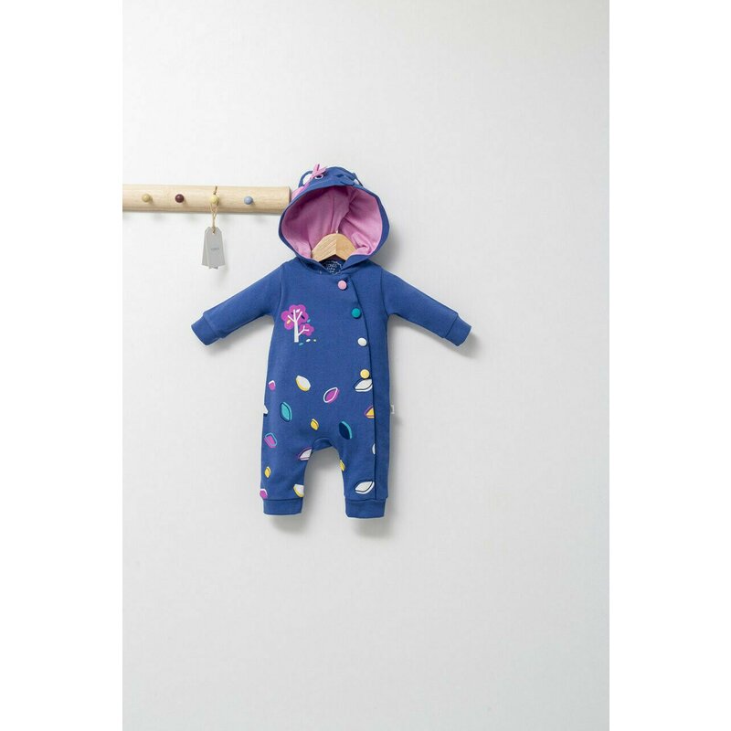 Tongs baby - Salopeta cu gluga pentru bebelusi Colorful autum, (Culoare: Albastru, Marime: 0-3 Luni)
