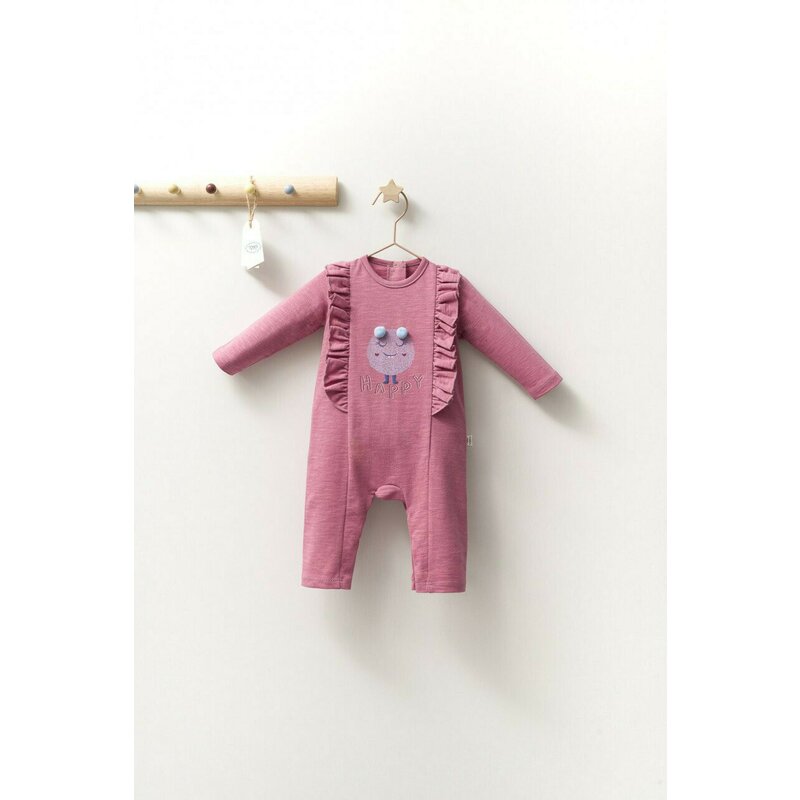 Tongs baby - Salopeta cu volanase pentru bebelusi Monster, (Culoare: Gri, Marime: 6-9 luni)