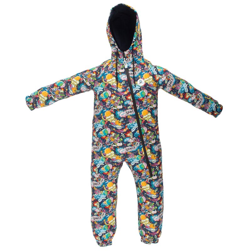 Kidscare - salopeta impermeabila pentru copii kidscare, cu protectie la vant si apa cu imprimeu cosmos - marime 98