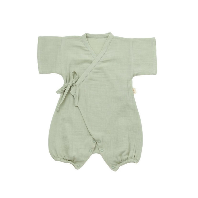 Salopeta petrecuta din muselina, BabyCosy, 100% bumbac organic, Verde (Marime: 12-18 Luni)