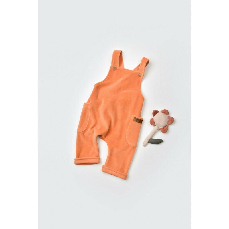 Babycosy - salopeta velvet cu bretele din 80%bumbac organic si 20% poliester - portocaliu, baby cosy (marime: 3-6 luni)