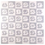 Ricokids - Covoras puzzle Trenulet , Cu litere si cifre, 180x180 cm, Gri