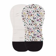 Salteluta pentru carucior, Petite&Mars, Foamy, Din spuma cu memorie, 86 x 42 cm, Reversibila, Universala, Bej/Multicolor
