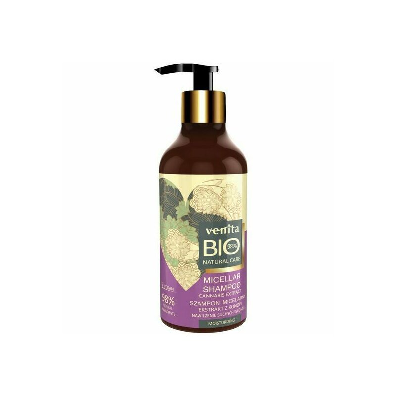 Sampon micelar cu extract de canepa, 98% natural, venita bio, 400ml