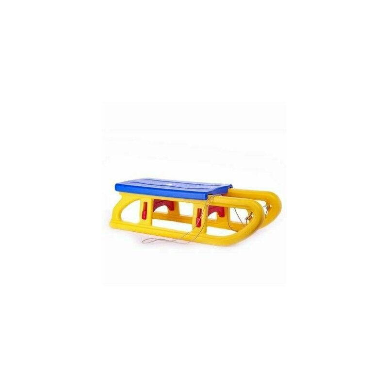 Leantoys - sanie din plastic, mare, 26 x 90 x 34 cm, galben-albastru