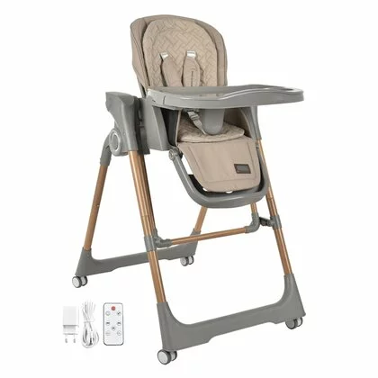 Scaun de masa 2 in 1, Bebe Stars, Serenna, Poate fi utilizat ca si leagan pentru copii, Cu telecomanda, Conform cu  EN12790-1,2:2023, EN71-3:2019+A1:2021, EN14988:2017+A2:2024, Mocha