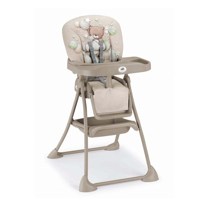 Scaun de masa pentru bebelusi si copii, cam mini, varsta 0-36 luni, pliabil, centura de siguranta in 5 puncte, depozitare, crem