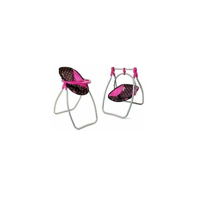 Leantoys - scaun de masa transformabil in leagan, roz pentru papusi, 2 in 1, alice, , 7704
