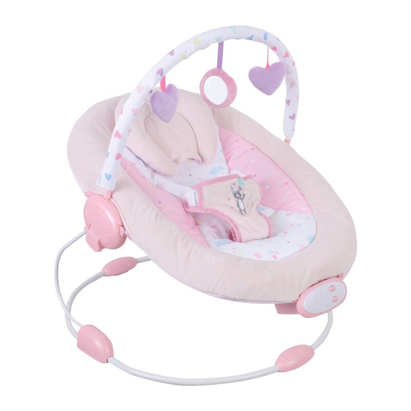 Scaunel balansoar, rest`n`play, cu trei jucarii, 8 melodii, vibratii, conform cu standardul european de securitate en 12790:2009, freeon, pink