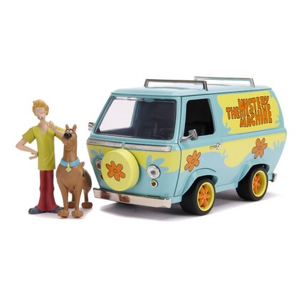 Simba - Masinuta Dubita Mystery van , Scooby Doo,  Metalica,  Scara 1:24, Cu 2 figurine Scooby Doo si Shaggy, Multicolor
